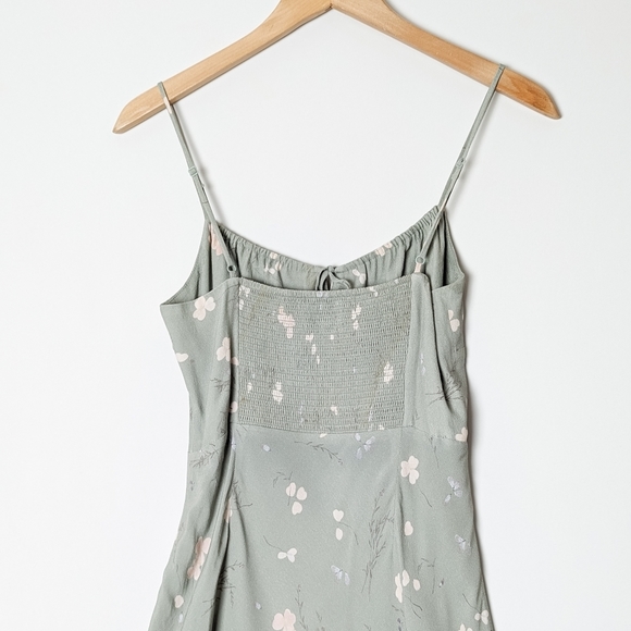 WILFRED Mini  Bellow Dress Sage Frost Green Floral 4 Small Bustier Style Aritzia - Picture 7 of 12